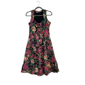Vintage 90s Starina Floral Fit & Flare Dress Cottagecore-Women’s Size Medium
